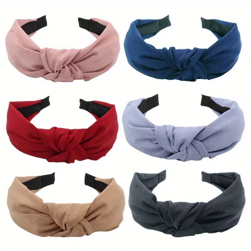 Solid Top Knot Fabric Headband Makeup Washing Face Headwear for Women Girls Hair Accessories Cross Knot Hair Hoop Hair Bands