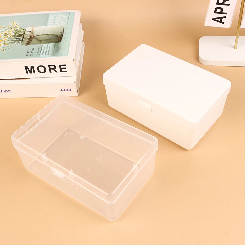 Caja de almacenamiento abatible transparente para el hogar, Organizador a prueba de polvo para tarjetas, artículos diversos de papelería, color blanco