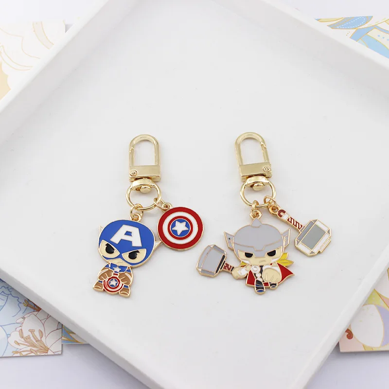 Marvel Spider-Man Keychain Mymelody Action Anime Figures Captain America Thor Iron Man Toys Cute Backpack Key Ring Ornament Gift