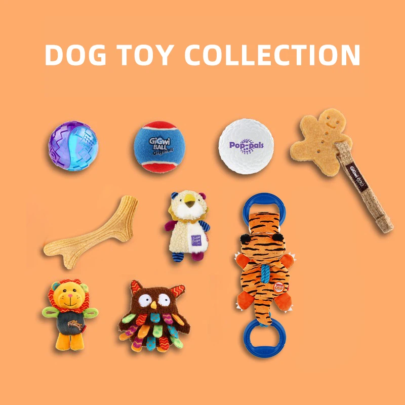 GiGwi Dogs Toys Pets Set Small Medium Handle Interactive Toys Molar Bite Resistance Puppy Pet Three-Piece Ball Toys Dog Supplies