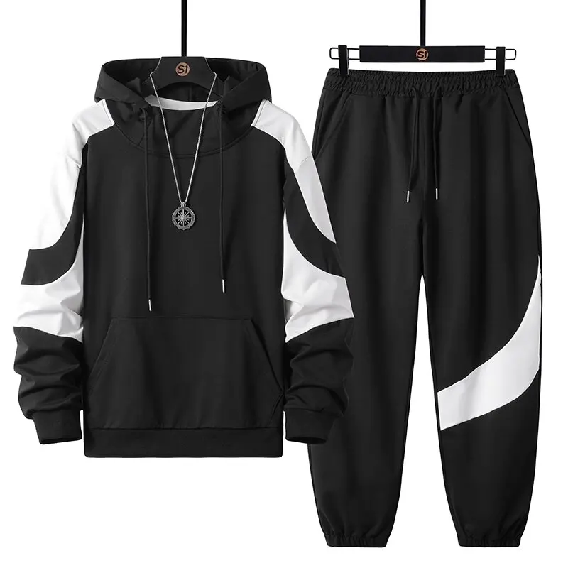 Spring and Autumn Fashion Trend Sports Fitness Hoodie Sweatshirt Set for Men Comfortable Plus Size High Quality Two Pieces Set