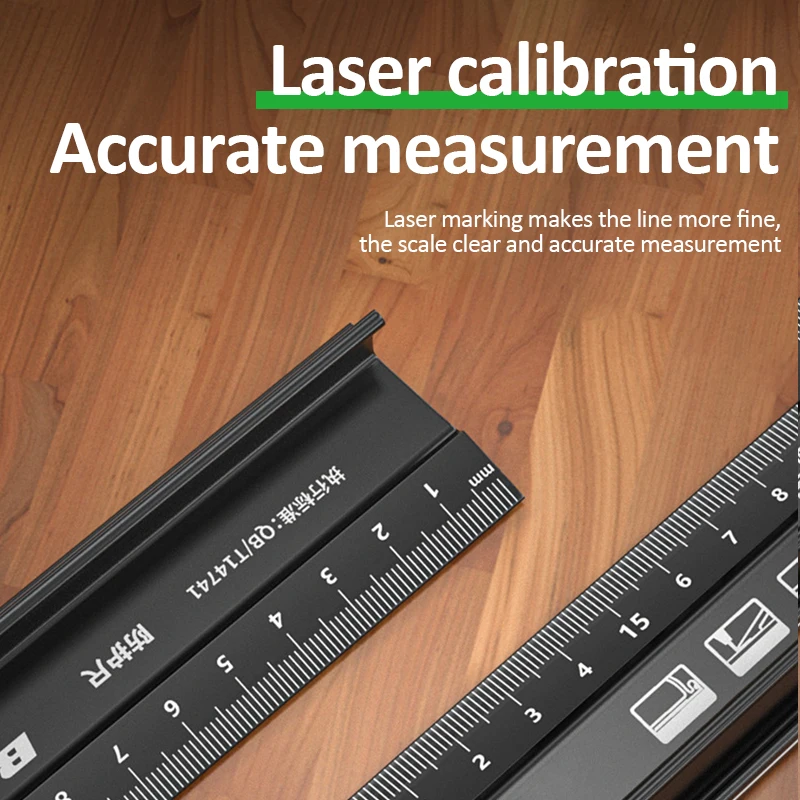 20/30/45cm Aluminum Straight Ruler Multifunctional Protective Ruler Anti Slip Laser Calibration Hands Marking Ruler for Woodwork