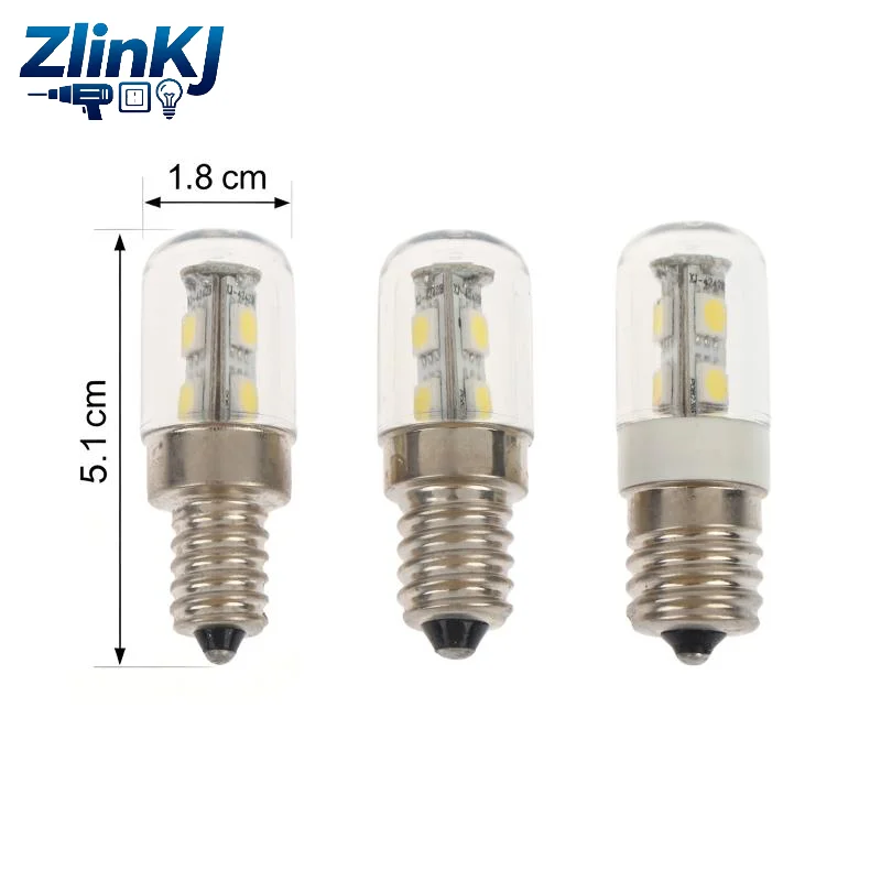 LED Fridge Replacement Light Bulb E12 E14 E17 Base 220V Cold White Corn Lamp for Home Freezer Display Case