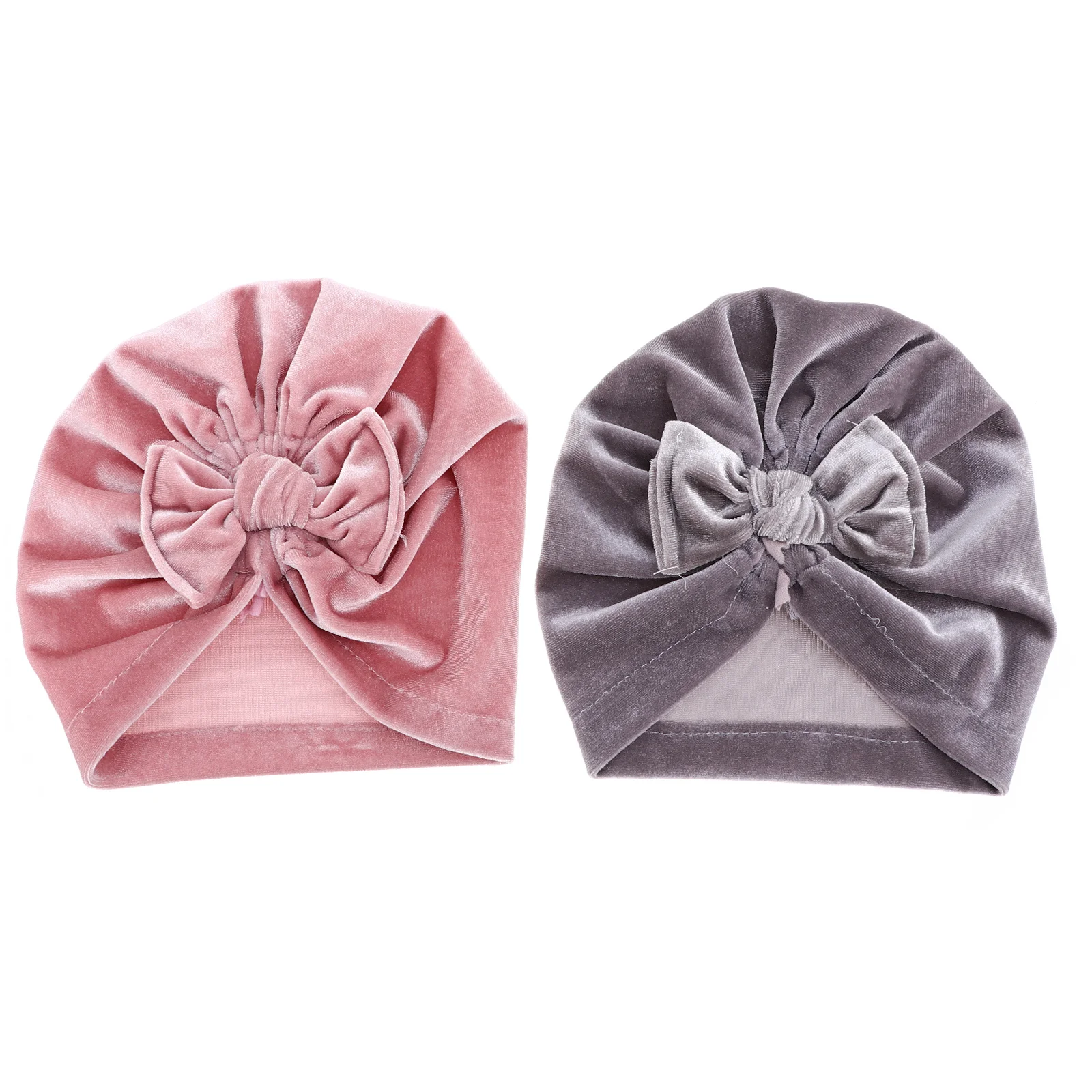 

2 шт., шапочки для младенцев с бантом, детский тюрбан с бантом, шапка с бантом для новорожденных, дышащая удобная подарочная шапочка для детской комнаты