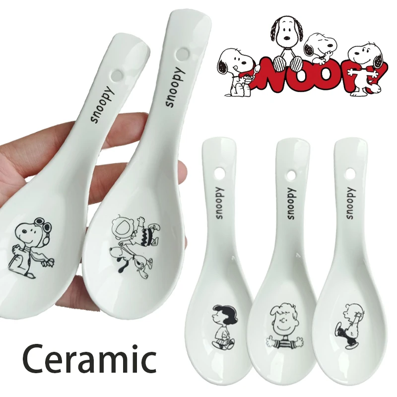 

Керамическая ложка Snoopy, бытовая посуда, мультяшная аниме, ложка для супа, кухонные аксессуары для приготовления пищи, детская ложка для ужина, подарок