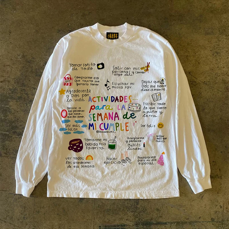 Heavyweight 310g Pure Cotton Long Sleeve T-Shirt American Retro Style Streetwear Versatile Loose Fit round Neck Crew Neck Top