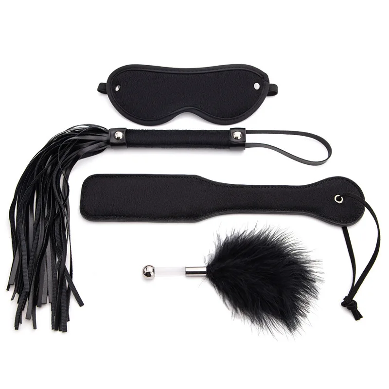 4 قطعة BDSM أطقم الردف XOXO مجداف للكبار متعة الجنس بولي Leather الجلود سوط و المحاصيل عبودية الملحقات SM لعب للنساء الأزواج