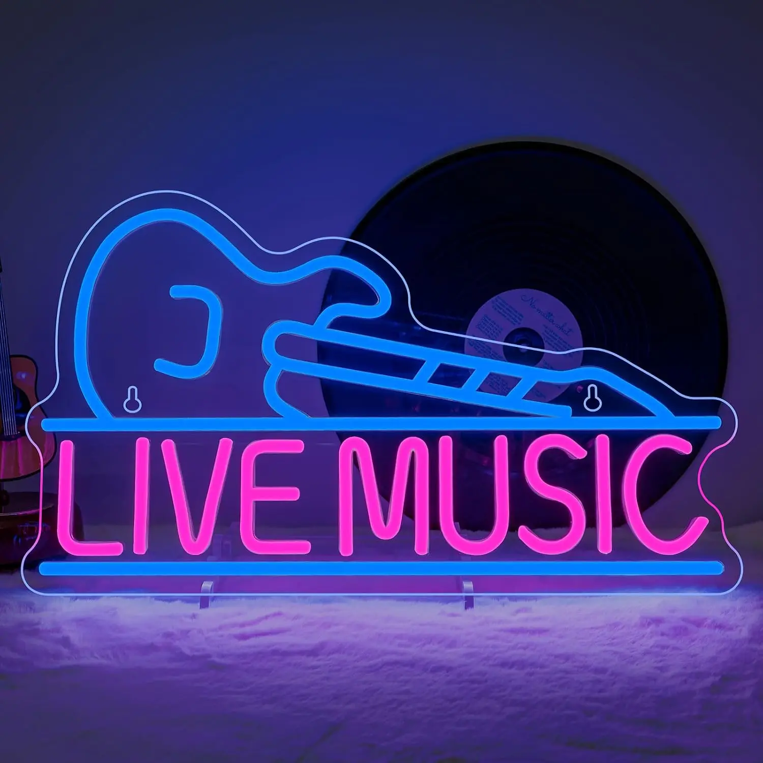 LIVE MUSIC Electric Guitar LED Neon Sign USB Neon Light Wall Lamp for Music Studio Bar Party Bedroom Home Decor Christmas Gift