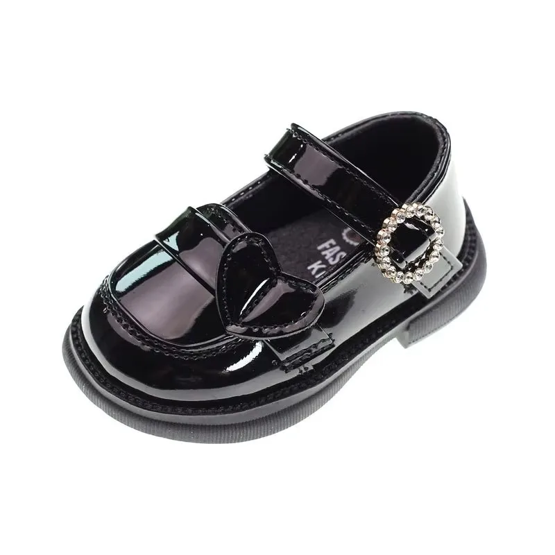 

Модная детская обувь, осень 2024, новая обувь принцессы со стразами для девочек, простая универсальная детская кожаная обувь, нескользящая повседневная обувь для девочек