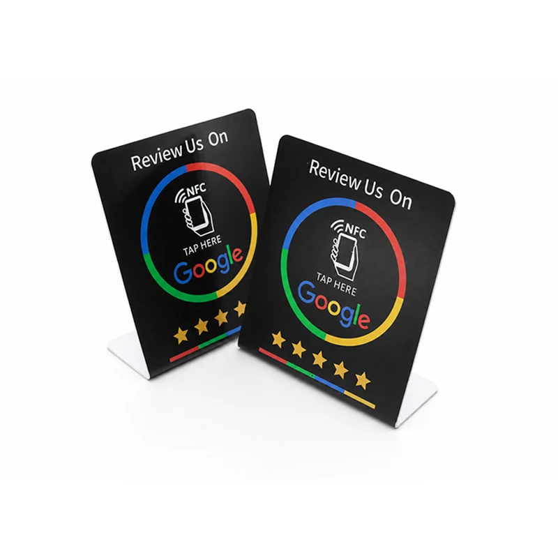 NTAG215 Matte Google Review NFC Tap Card, Scratch Resistant Bendable Display Stand for Business