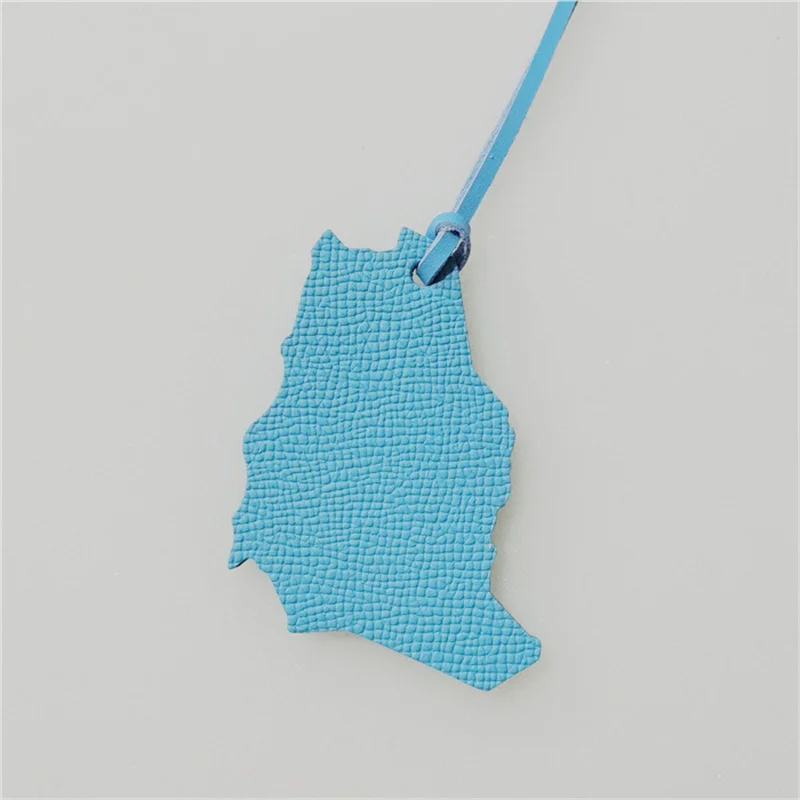Wholesale Custom Made Genuine Natural Leather Saudi Map Keychain Ladies Backpack Pendant Women Bag Charm
