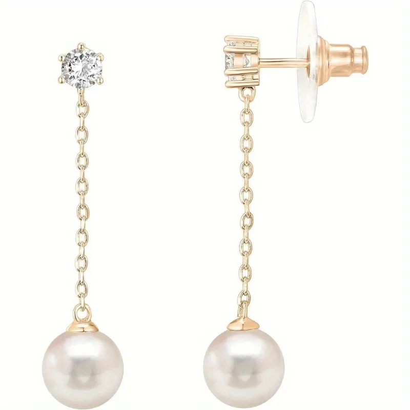 14k Gold Plated Sterling Silver Post Shell Pearl Drop Earrings | Pearl Earrings for Women