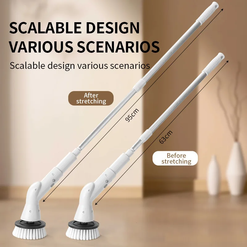 Electric Cleaning Brush Long Handle Retractable Bathroom Toilet Brush Home Multifunctional Automatic Floor Electric Brush Mop