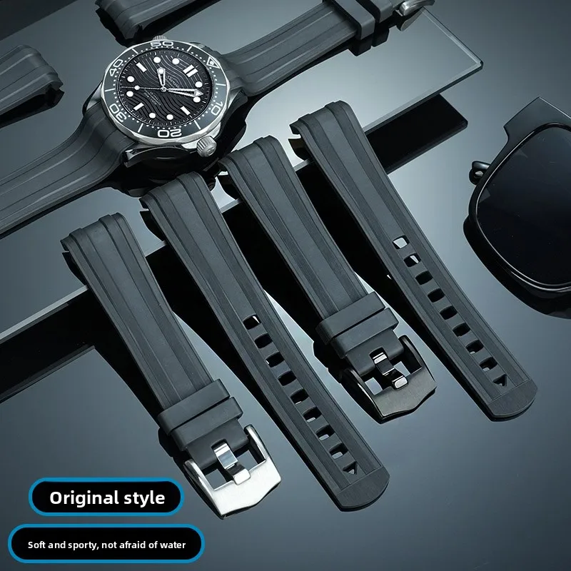 

Высококачественный ремешок из фторкаучука для Omega Seamaster 300 Black Warrior 210.62/92, 43,5 мм, мужской водонепроницаемый резиновый ремешок для часов, 21 мм