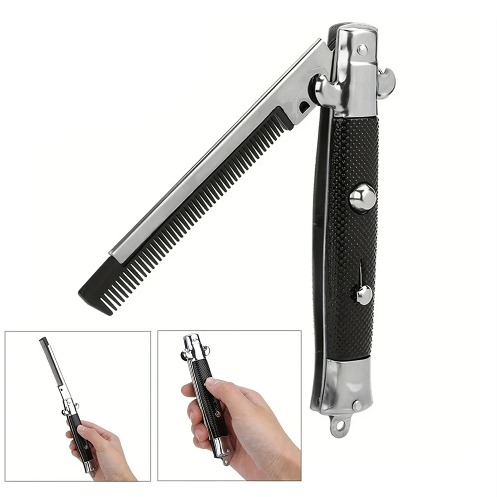 

1Pc Folding Spring Comb Mens Womens Beauty Handmade Folding Pocket Clip Hair Moustache Beard Comb For Barbershop Pet Modelling