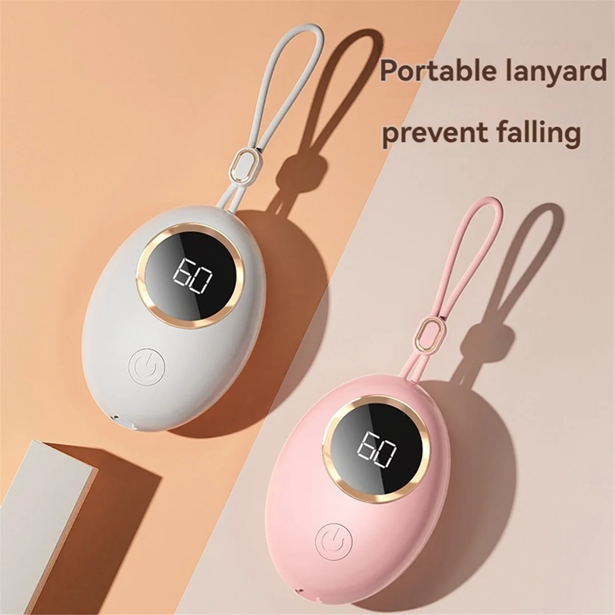 Hand Warmer USB Mobile Power Bank Charing Electric Hand Heater Warmer Multi-Function Pocket Warmer Digital Display Pink