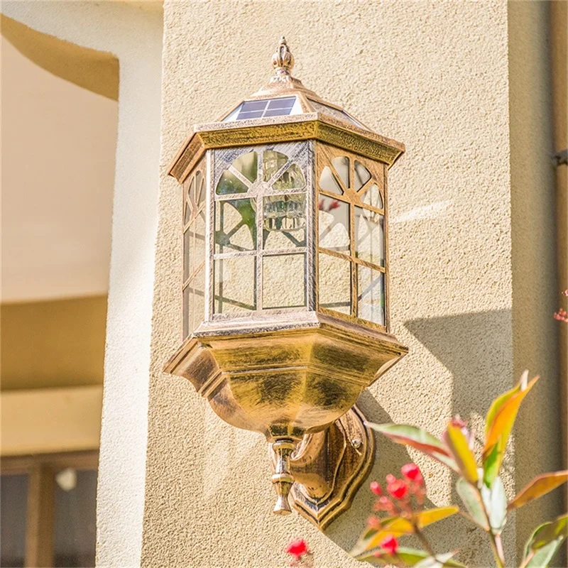 

TEMAR Outdoor Solar Retro Wall Light LED Waterproof Classical Sconces Lamp for Home Porch Decoration