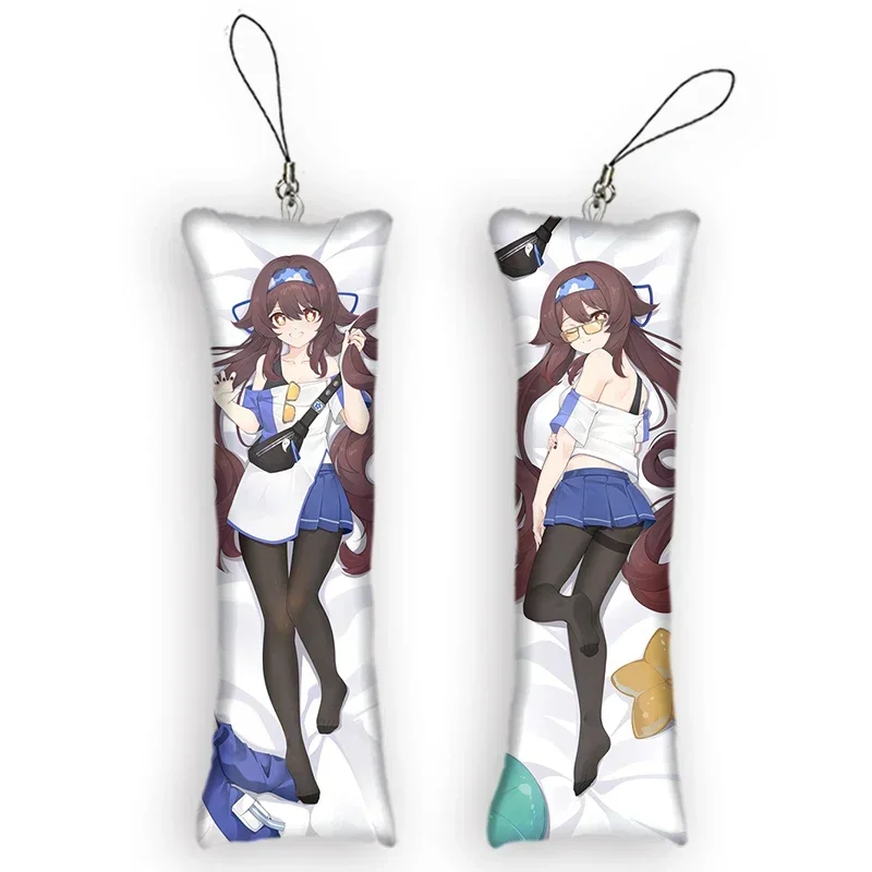 

New Pattern Genshin Impact Hu Tao Mini Dakimakura Keychain Cute Anime Key Chain Small Pillow Decor Pendant Otaku Gift Bag Backpa