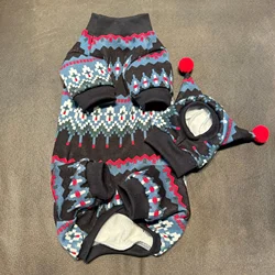 Sphynx Cat Clothing in Winter Warm 4-legged Fleece Sweet Floral Coat Hat Suit for Kittens New Year Warm Costume for Devon Rex
