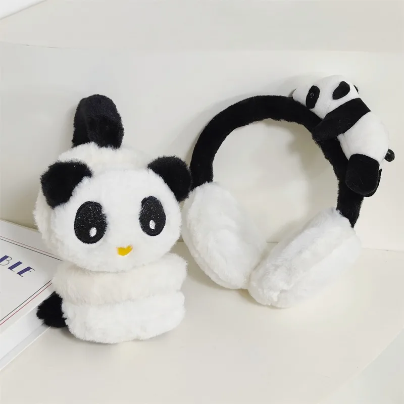 2025 милые наушники с пандой для девочек, плюшевые наушники с милой мультяшной пандой, детские защитные наушники, теплые антифризные наушники, теплые наушники