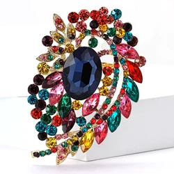 Luxurious Rhinestone Crystal Brooches for Women Unisex Crystal Large Glass Pins Banquet Party Backpack Gifts Jewelry Accessories