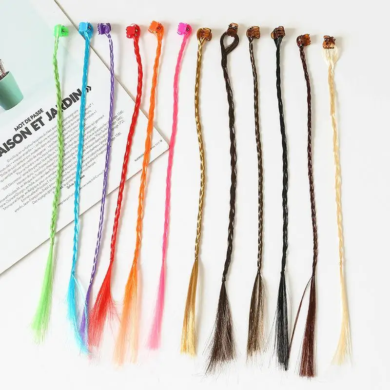 

6pcs/set Girls Twist Braids Wig Colorful Hair Accessories Headgear with Grab Clip Perfect Photo Prop for Children Girls Headwear