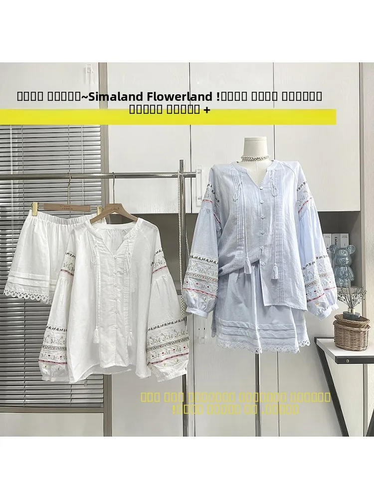 Verano algodón muñeca de lino bordado irt A-Line falda conjunto único Fem Faion 8-25 años largo Sve traje de dos piezas