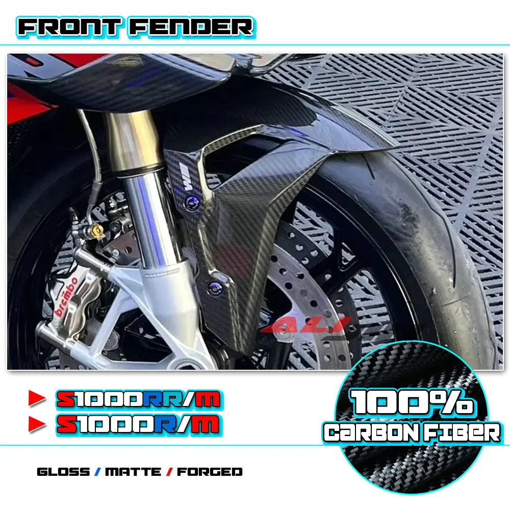 

Real Carbon Fiber Motorcycle Front Fender Mudguard Splash Hugger Tire Cover M Power For BMW S1000RR S1000R M1000RR 2019-2023