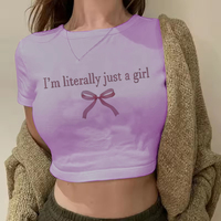 Summer New 90 's I'm Literally Just A Girl Print Crop Tops Funny Y2k T-Shirt for Women Graphic Cropped T Shirt Vintage Clothing