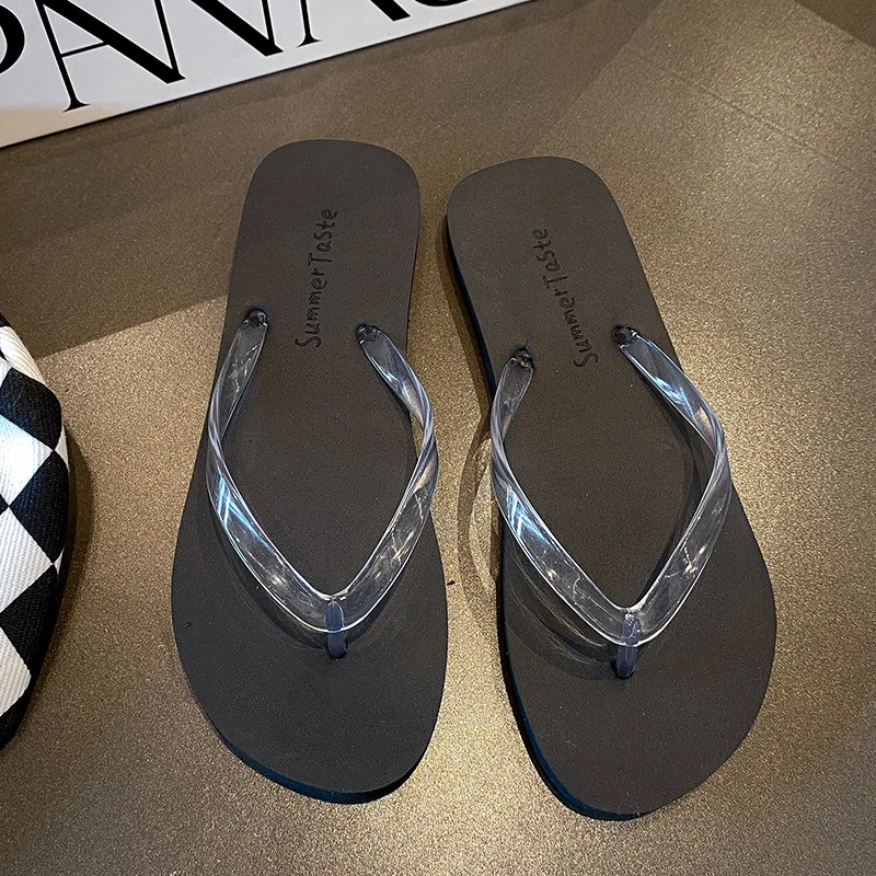 Summer Women Solid Color Flip-flops Fashion Clip Toes Beach Slippers Non-slip Indoor Bathroom Slides Comfy Female Sandals