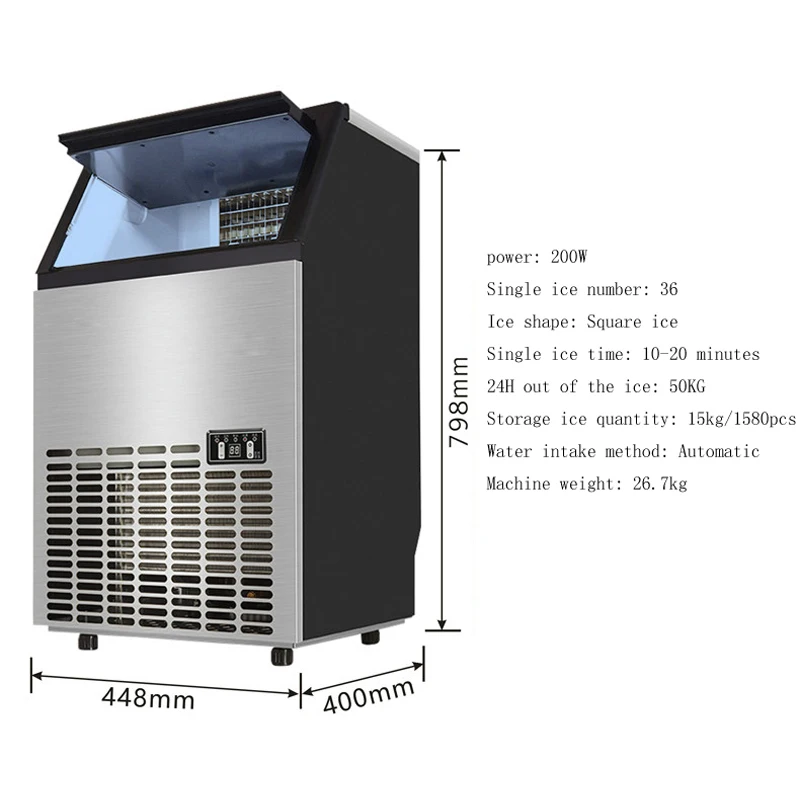 Commercial Integrated Air-Cooled Ice Maker Super Large Output Milk Tea Shop Large Bar Automatic Cube Ice Making Machine