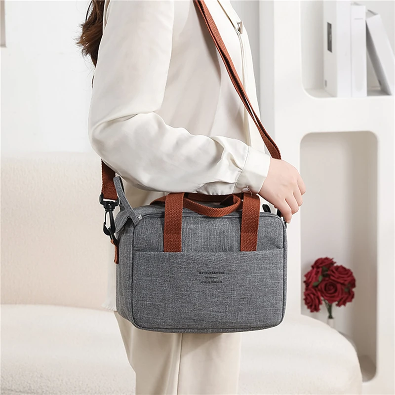 Portable Lunch Bag For OL Women Thermal Insulated Lunch Box Tote Cooler Handbag Waterproof Bento Pouch Office Food Shoulder Bags