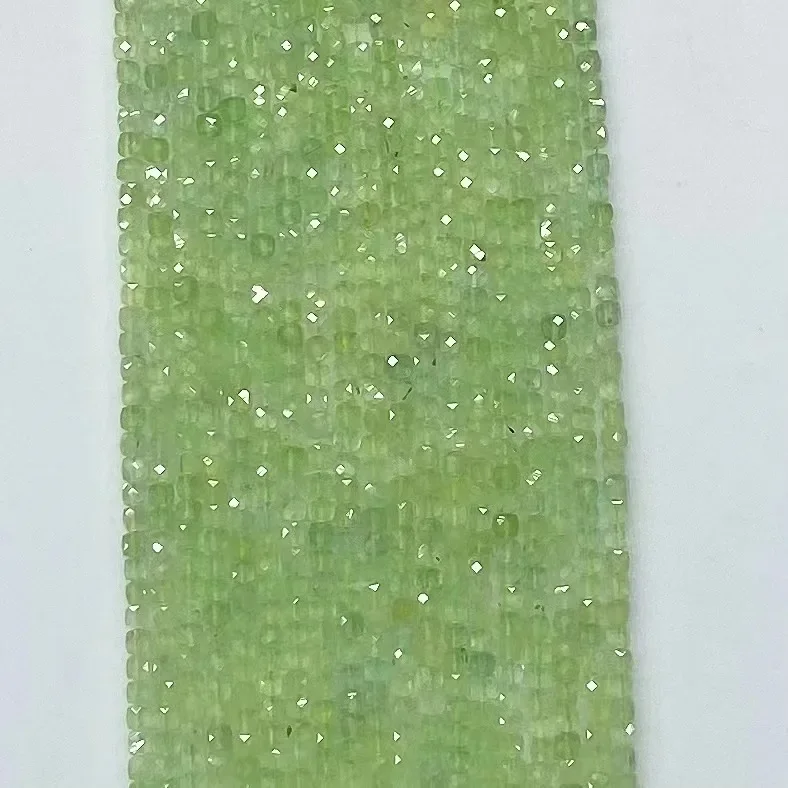 Natural Crystal green Prehnite Stone Corner Square Grain Loose Beads Jewelry DIY Bracelet Necklace 38cm Manufacturer Wholesale