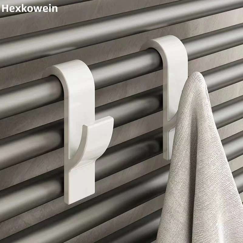 Badkamer Douche Handdoek Hanger Houder Verwarmde Radiator Rail Haken Clips Opbergrekken Kleding Sjaal Hanger Haken