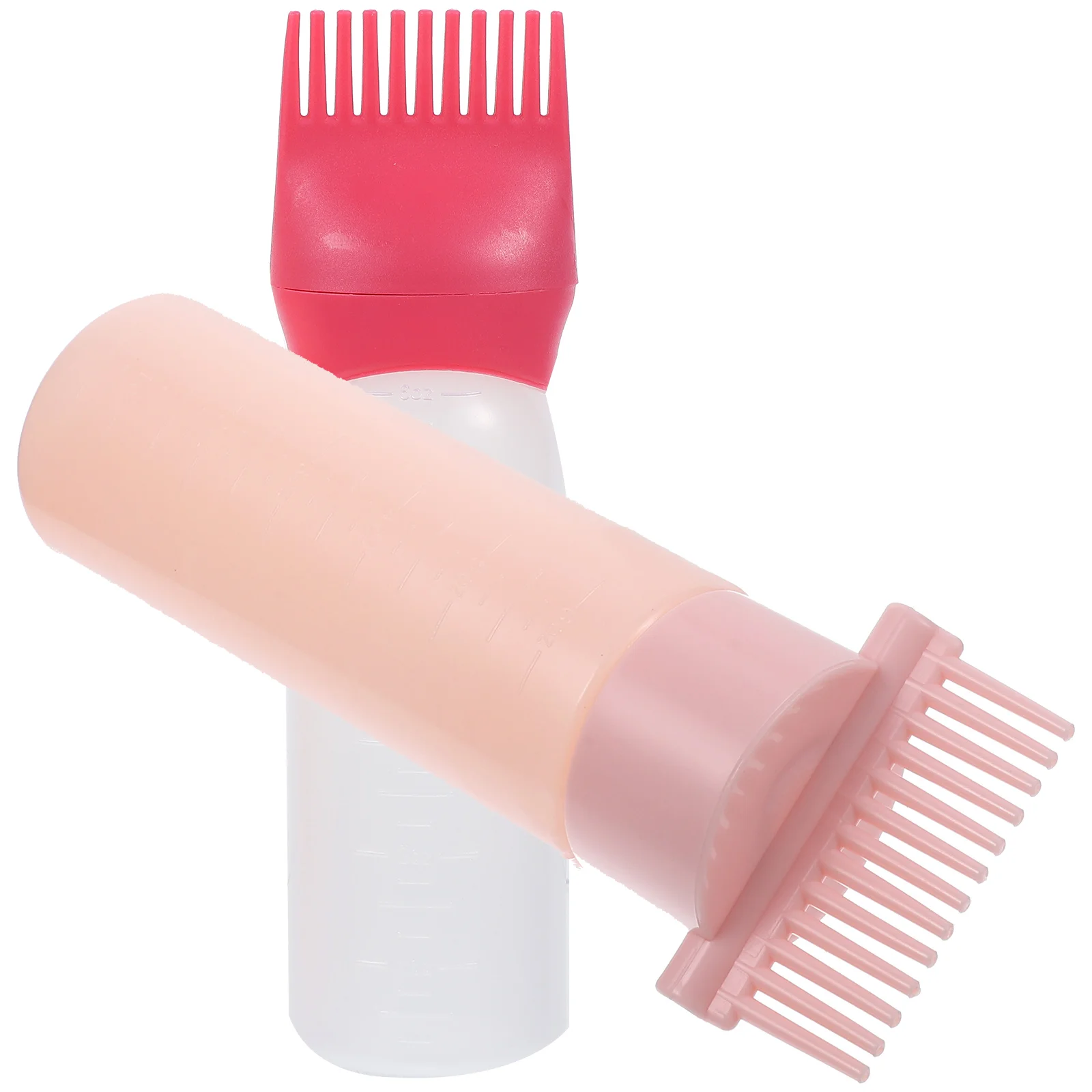 

2pcs Oil Applicator Bottles 120ml Pink Set Root Comb Scalp Massage Shampoo Travel Hair Oil Applicator Storage