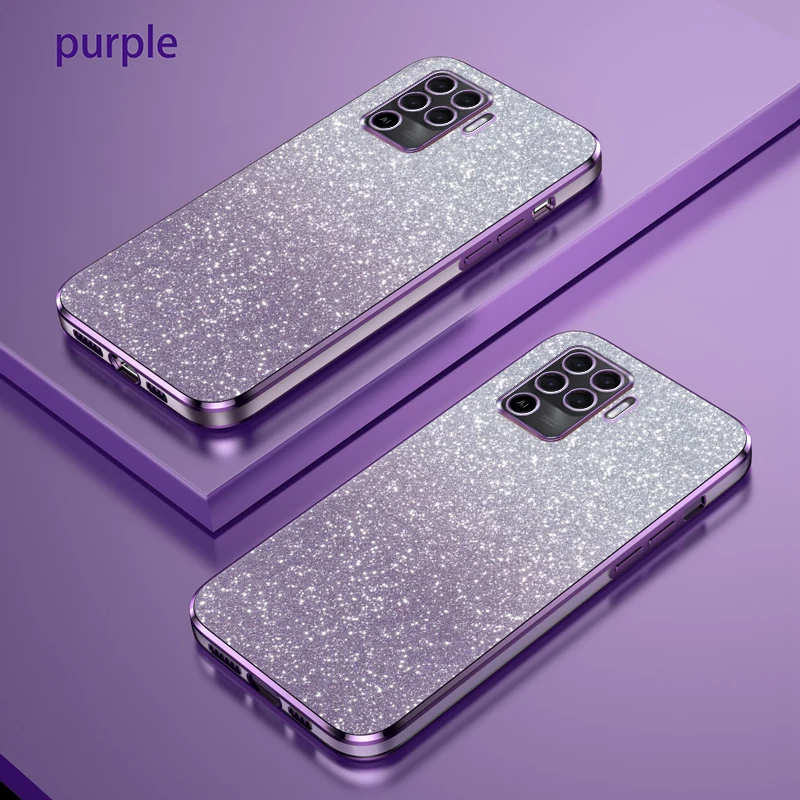 Para OPPO A94 4G Funda Oppo F19 Pro Funda de teléfono OPPO Reno 5 lite Reno 5F de lujo gradiente brillo chapado Funda trasera de silicona