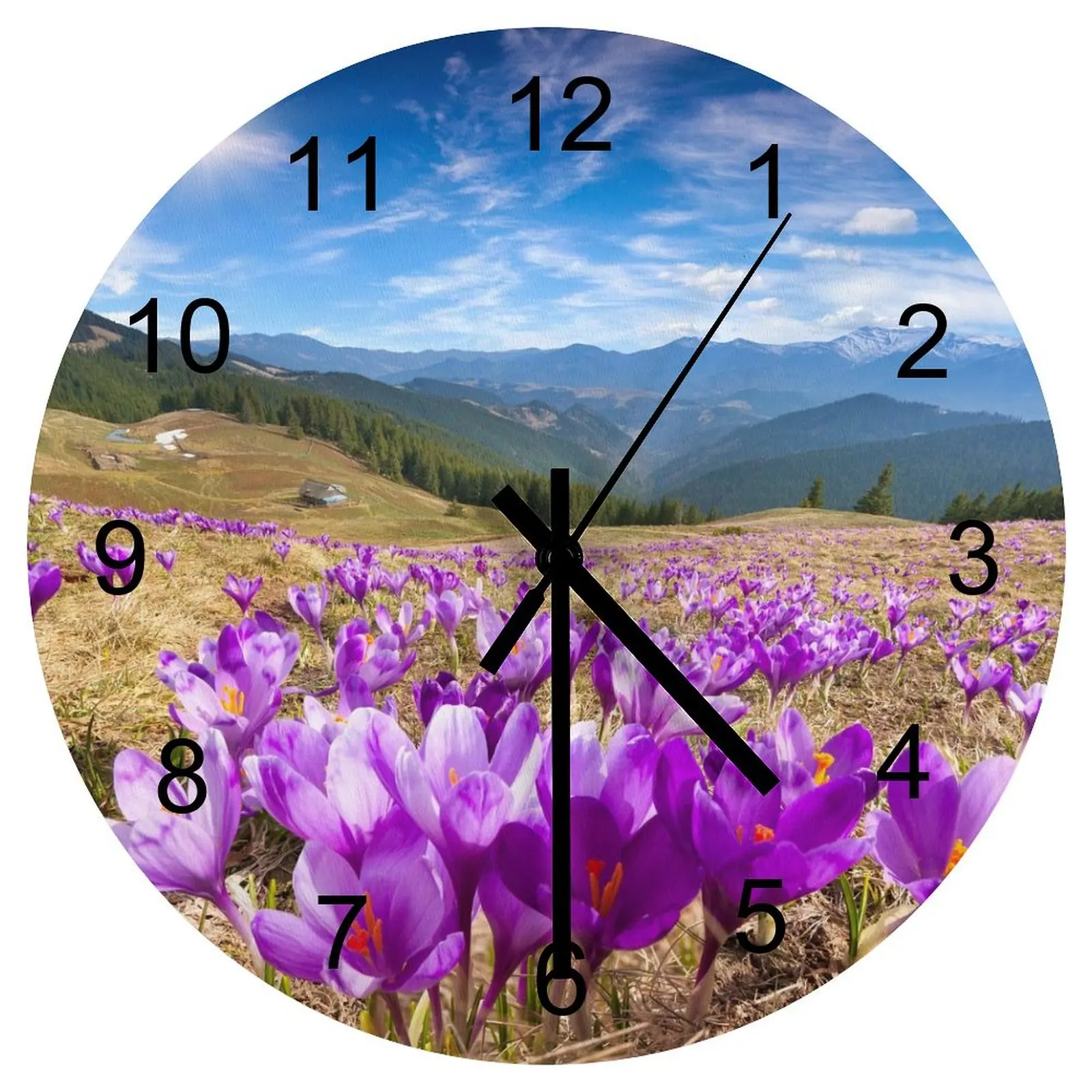 

Workshop Wall Clock Charming nature Clocks 12 inch Mute Wooden Round 3D Display Slim Profile Vintage