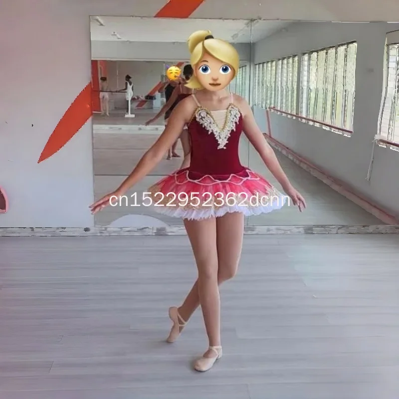 Robe Tutu de Ballet professionnelle rouge pour enfants et adultes, Costume de danse de ballerine classique, plateau de crêpes, robe de soirée pour femmes et filles