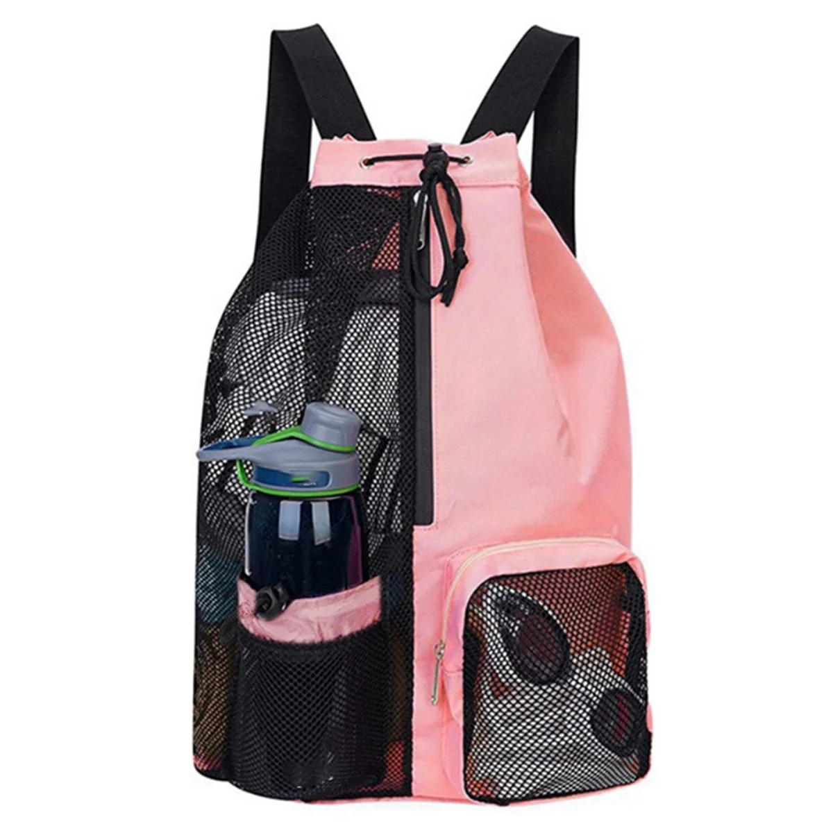 Swim Bag Mesh Drawstring Backpack for Swimming, Gym, Pool, Workout Gear & Sports Pink