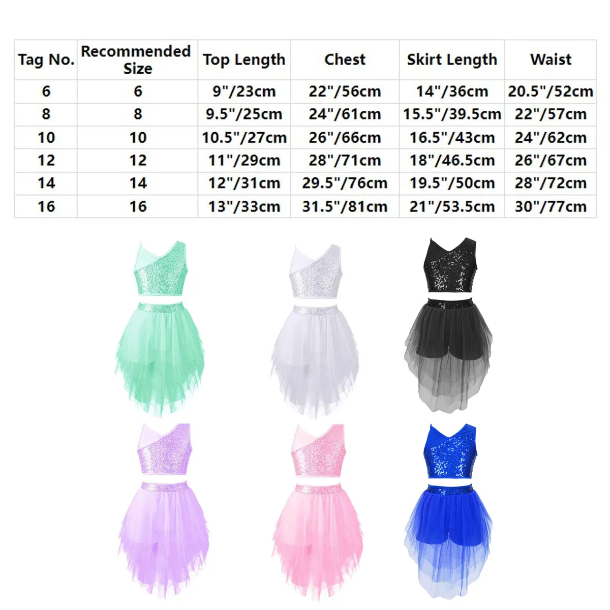 Little Girls 2Pcs Shiny Sequin Dance Costume Kids Short Sleeve Crop Top with Skirt Set Ballet Hip-hop Jazz Latin Dancewear