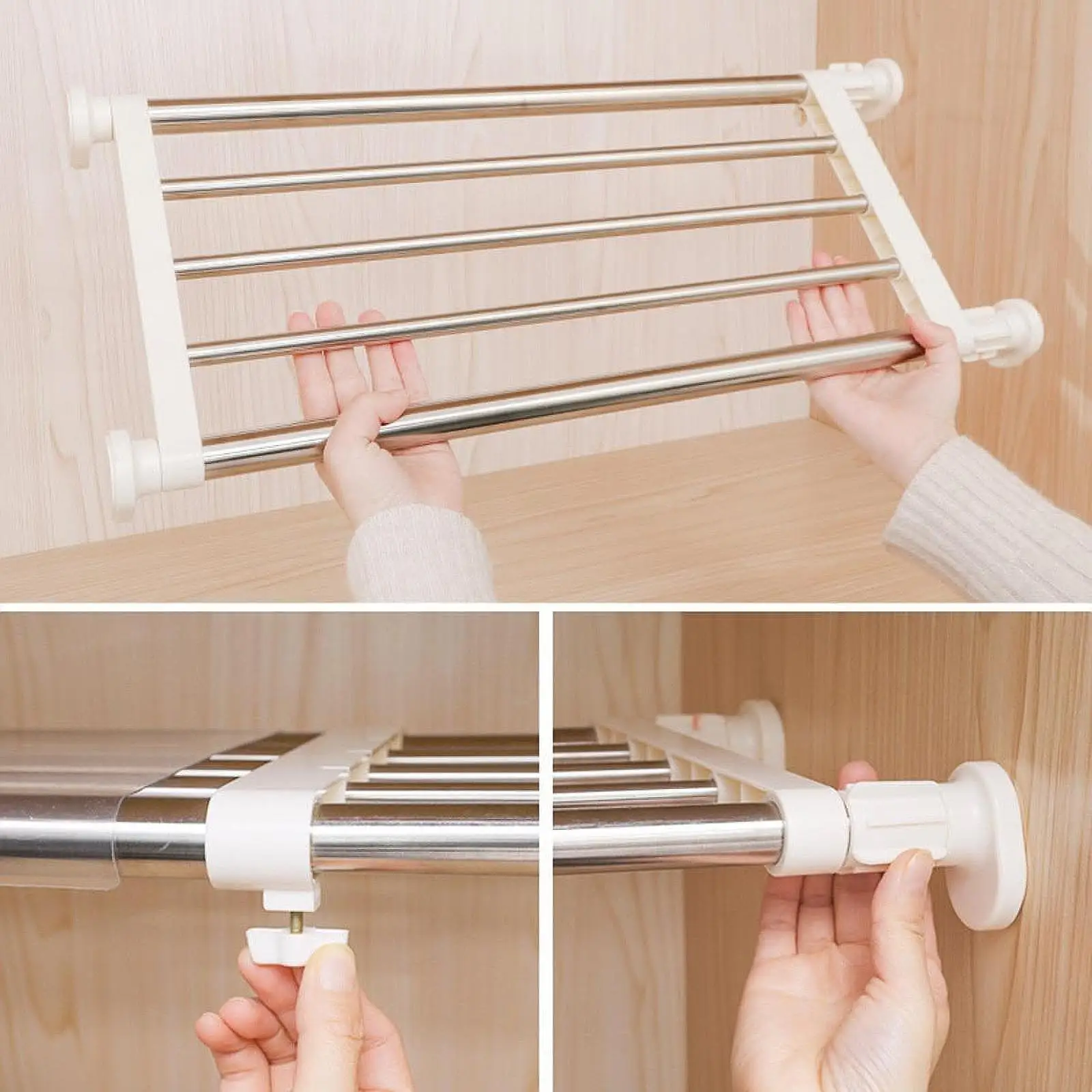 

Closet Tension Shelf Space Saving Storage Rack for Office Cabinet Wardrobe