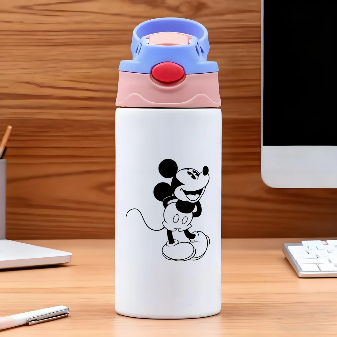 

Disney skull head cigar trendy font background elements 304 stainless steel cartoon straw cup children's water cup New Year gift