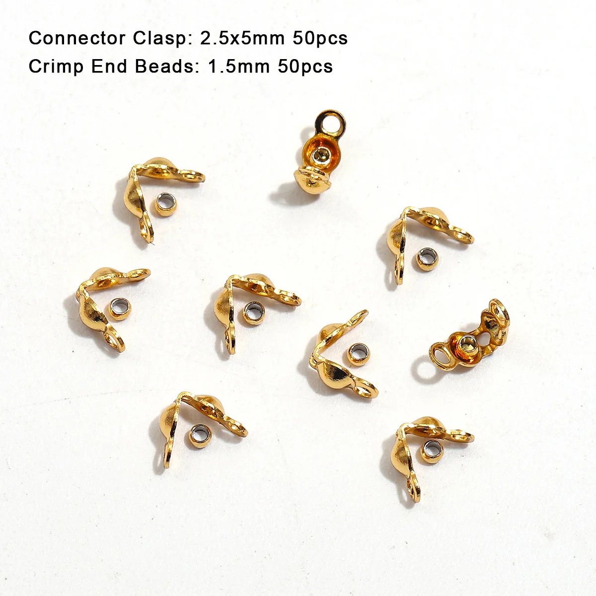 100 stks/partij Rvs Vergulde Connector Sluiting Crimp End Kralen Voor Armband Ketting Kettingen DIY Sieraden Maken Levert