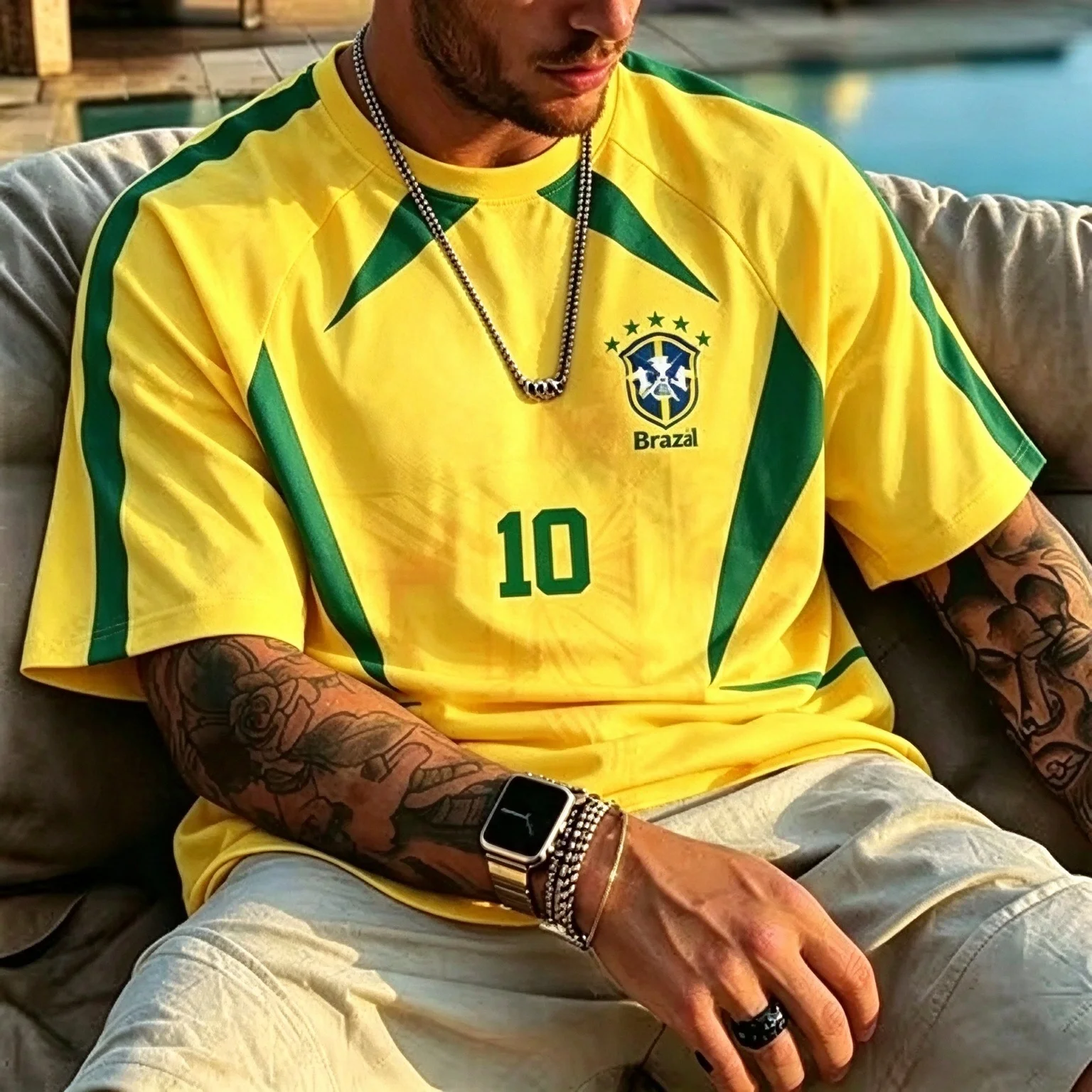 New3D Printed Brazil National Theme Football Shirt, Casual Sports Culture Shirt Fan Friendly Sports Competition Training T-shirt