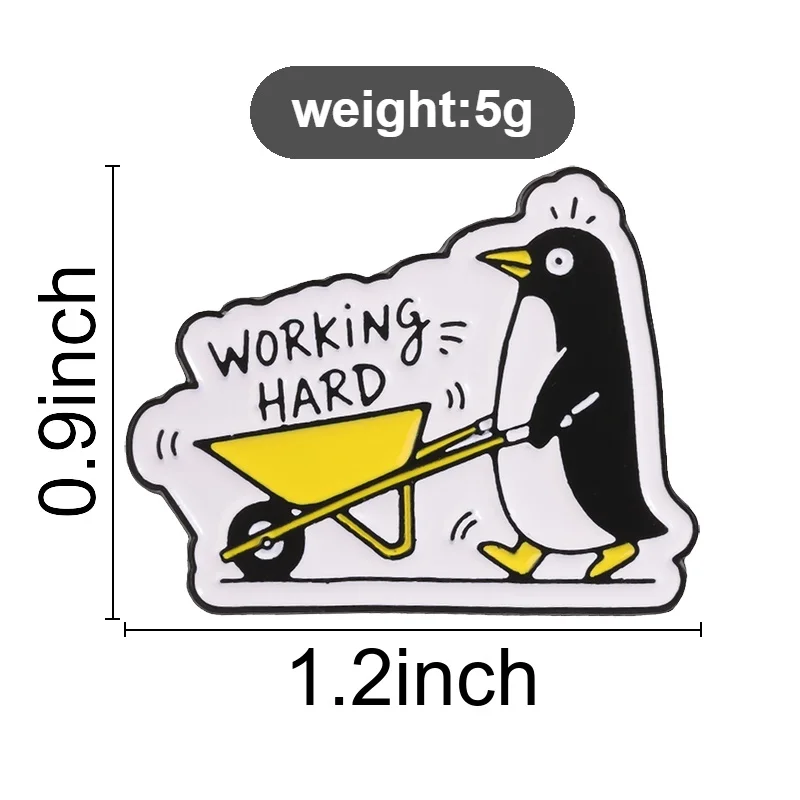 Cute Penguin Wheelbarrow Badge, 
