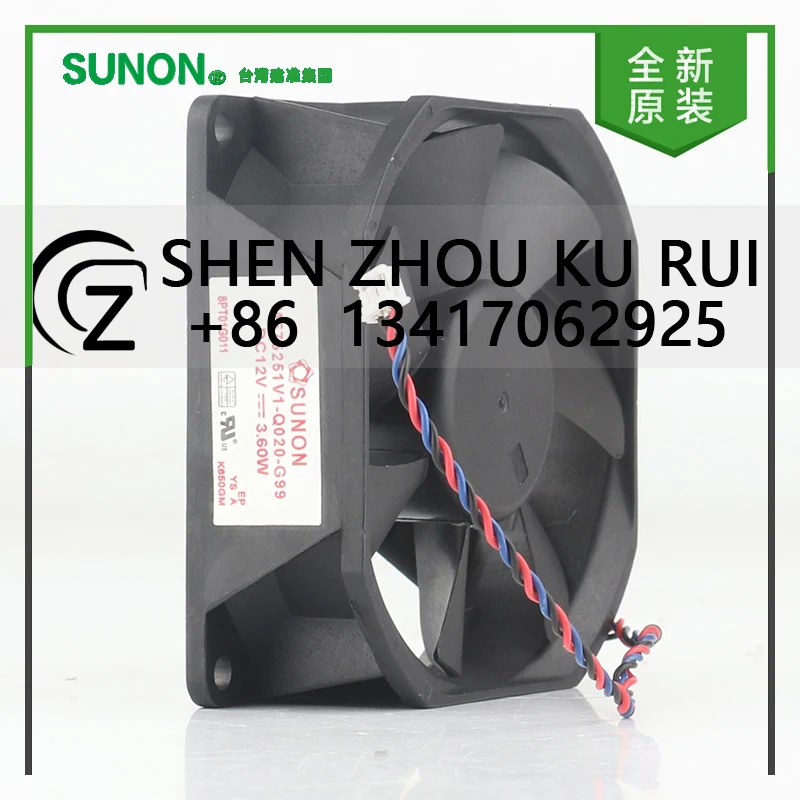 

Новый оригинальный проектор Sunon 5 В 24 В 48 В постоянного тока 12 В 3,60 Вт AC EC 7525 75X75X25MM 7,5 см Тихий трехпроводной вентилятор охлаждения MF75251V1-Q020-G99