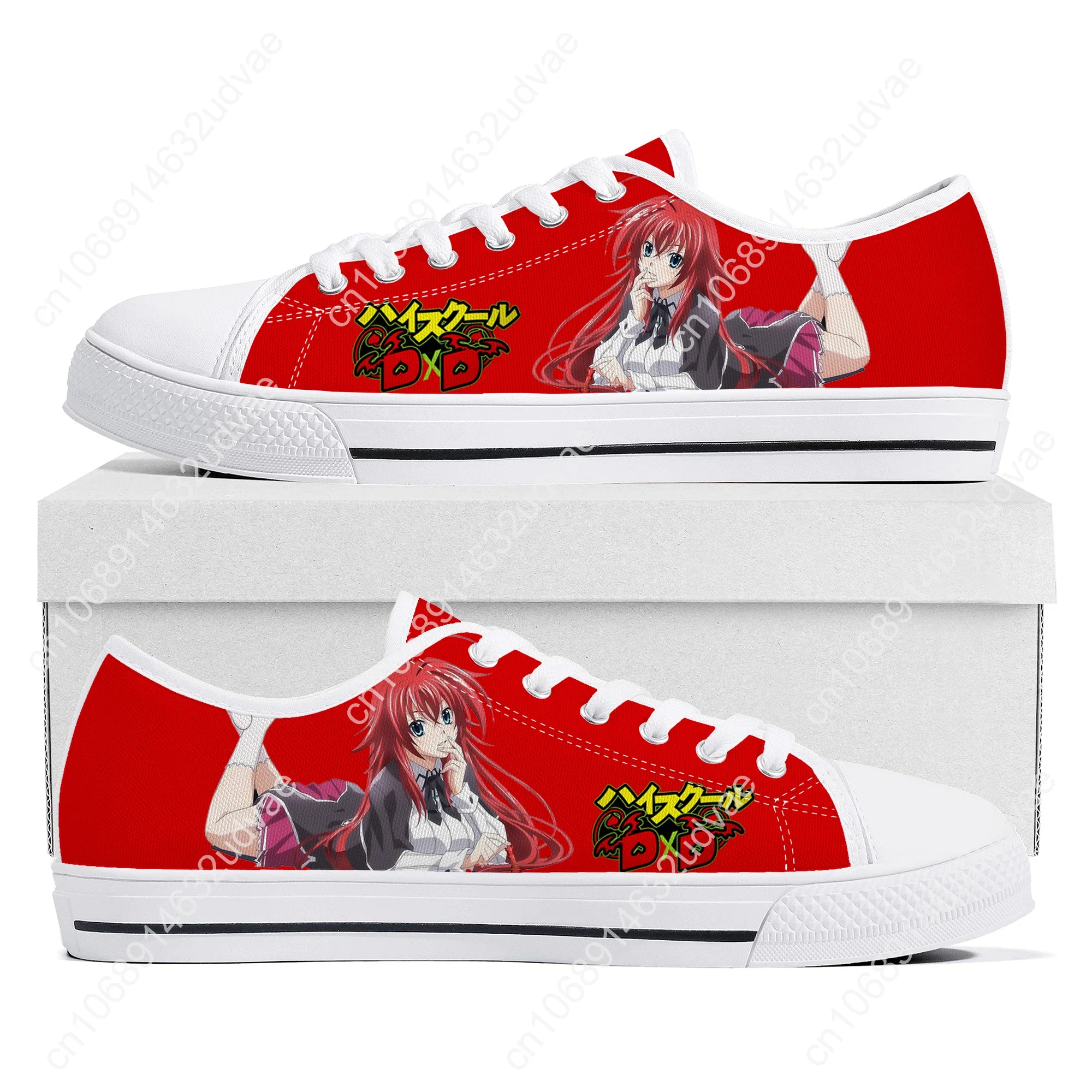 High School DxD Rias Gremory Low Top Sneakers Anime Mens Womens Teenager High Quality Canvas Sneaker Couple Shoes Custom Shoe