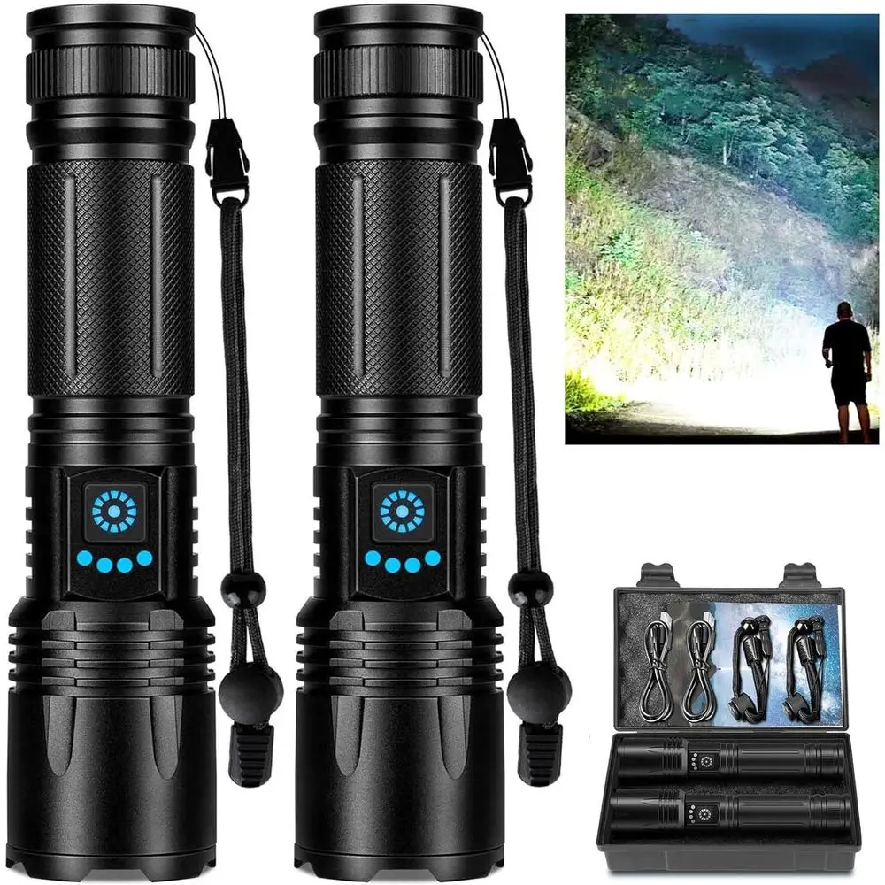 

Rechargeable High Lumens Super Bright LED Flashlights with 5 Modes & Waterproof, Powerful Handheld Flashlight for Camping Home
