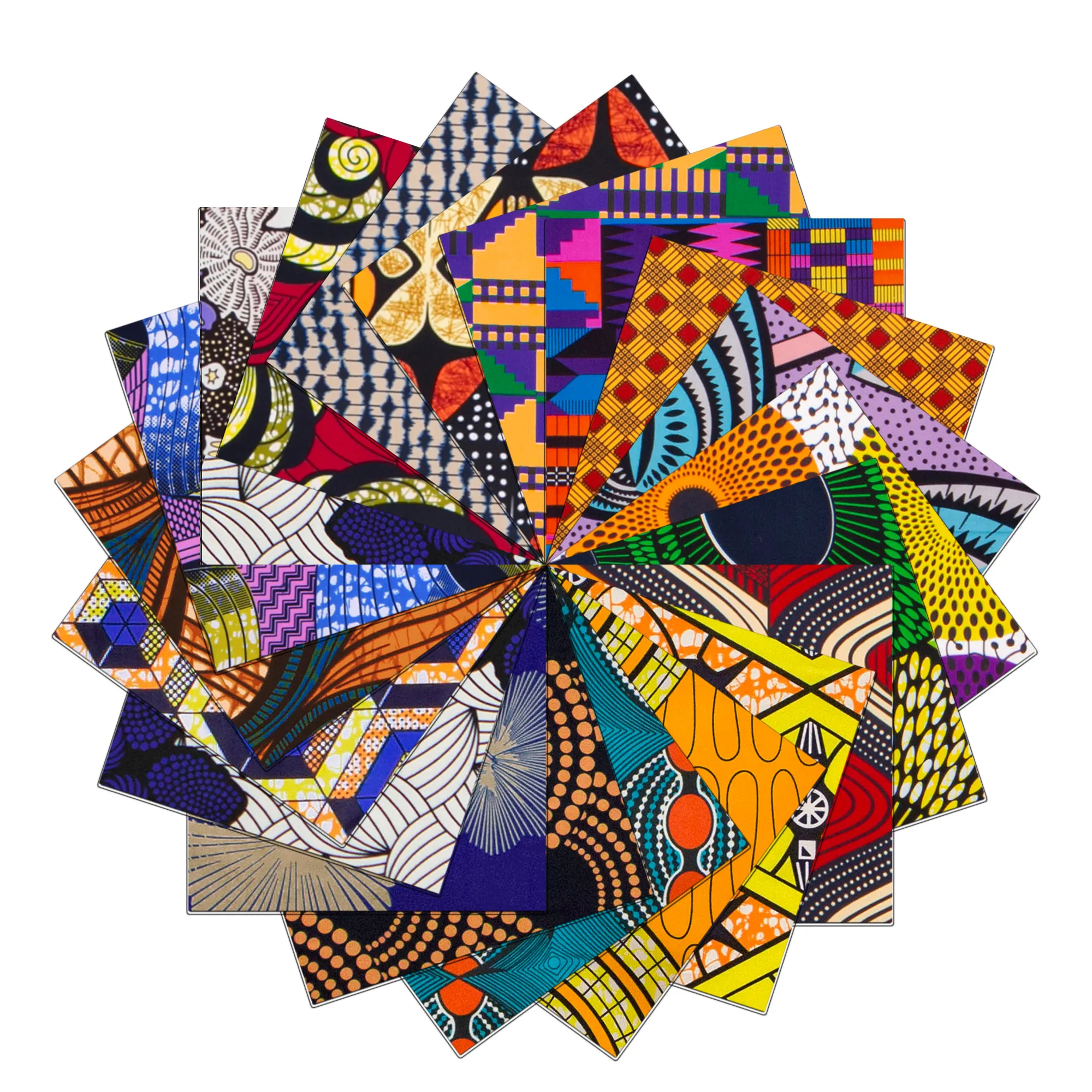 20 pz 25X25 Cm/9.8X9.8 pollici poliestere tessuto africano quadrato nessuna ripetizione tessuto Patchwork stampato mestiere per fai da te