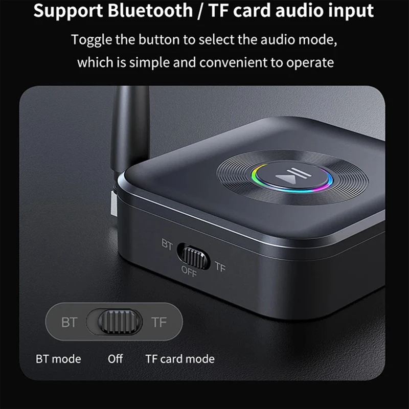 Wireless Audio Receiver Colorful Light Music Stereo Music Adapter For 3.5Mm Jack Earphone Speaker PC Support TF Card Easy To Use image 6